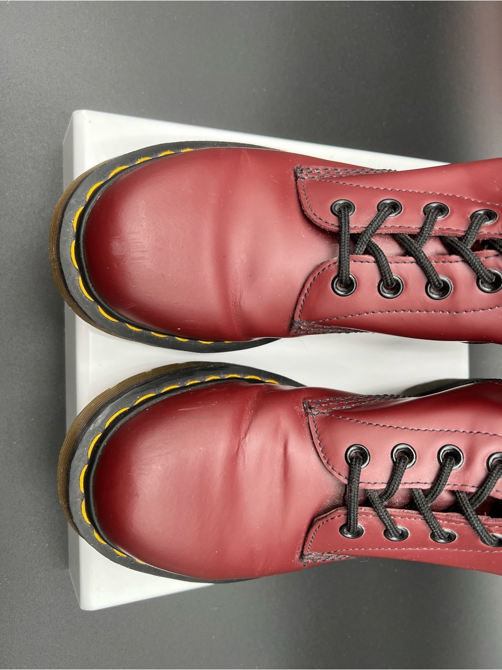 Dr. Martens Red Tall Lace-Up Women's Boots with Black Laces - Picture 10 of 16